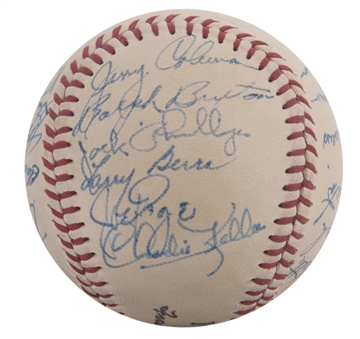 High Grade 1949 World Series Champion New York Yankees Team Signed Baseball With 25 Signatures Including DiMaggio, Berra & Rizzuto (JSA)